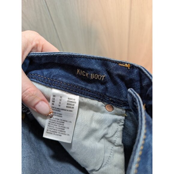 American Eagle Women’s Original Boot Jeans Size 12 Reg Dark Wash Super Stretch - Picture 8 of 11